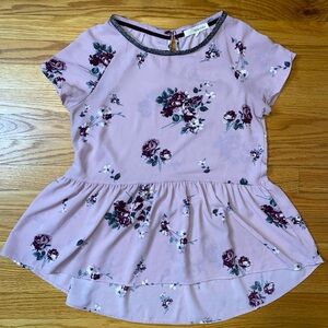 Rewind brand womens purple floral short sleeve blouse top size M‎